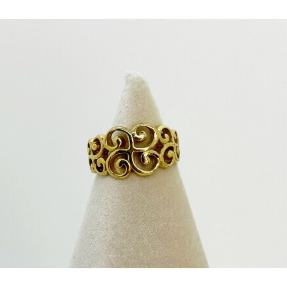 Vintage Gold Tone Ring Openwork Scroll 6.5 Premier Designs Marilyn